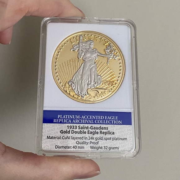 1933 Saint-Gaudens Gold Double Eagle Platinum-Accented Replica Archival Collec - Picture 1 of 16